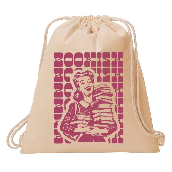 Bookish Retro Girl Drawstring Bag