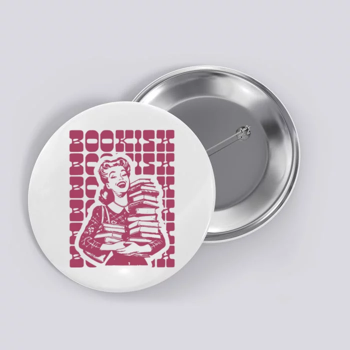 Bookish Retro Girl Button