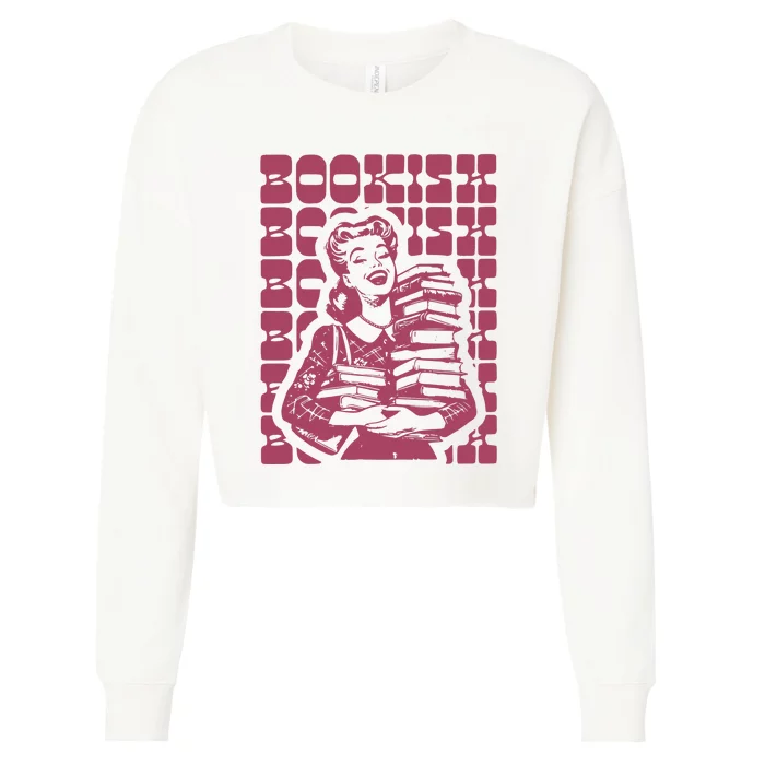 Bookish Retro Girl Cropped Pullover Crew