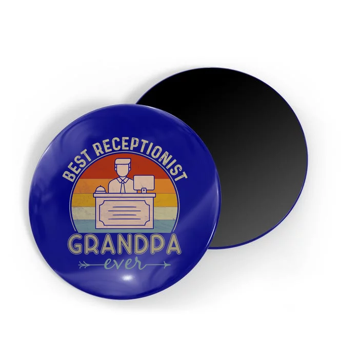 Best Receptionist Grandpa Ever Retro Graphic Father's Day Gift Magnet