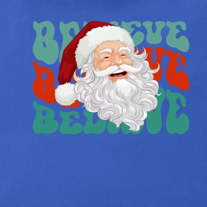 Believe Retro Groovy Santa Claus Face Christmas Novelty Pjs Meaningful Gift Zip Tote Bag