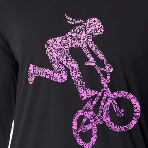 Bmx Rider Girl Bike Bicycle Stunt Racing Cooling Performance Long Sleeve Crew