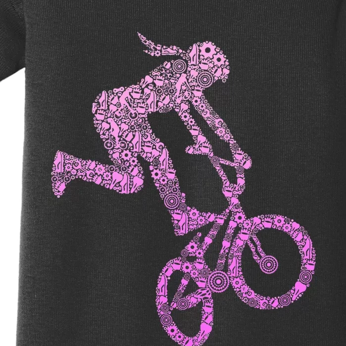 Bmx Rider Girl Bike Bicycle Stunt Racing Baby Bodysuit