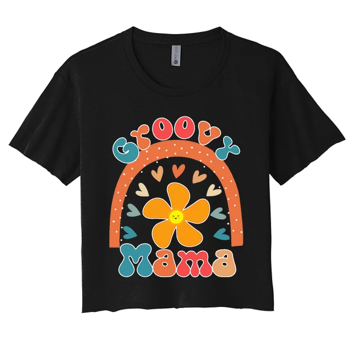 Beautiful Rainbow Groovy Mama Matching Family Mother's Day Women's Crop Top Tee