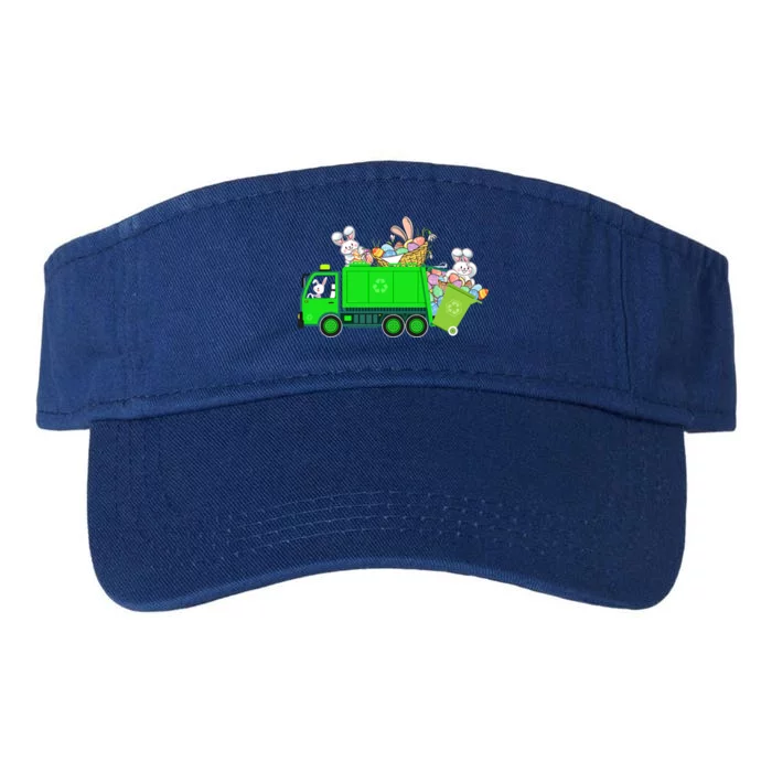 Bunny Riding Garbage Truck Easter Day Bunny Garbage Truck Cute Gift Valucap Bio-Washed Visor