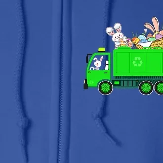 Bunny Riding Garbage Truck Easter Day Bunny Garbage Truck Cute Gift Full Zip Hoodie