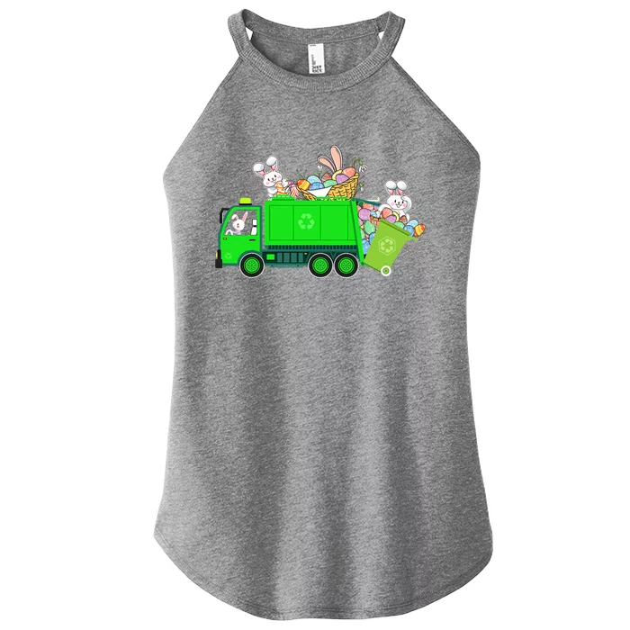 Bunny Riding Garbage Truck Easter Day Bunny Garbage Truck Cute Gift Women’s Perfect Tri Rocker Tank