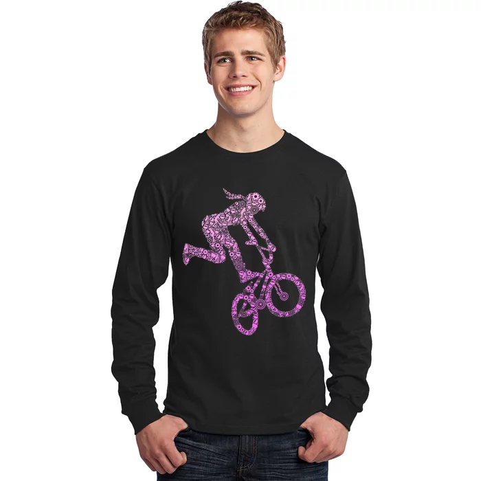 Bmx Rider Girl Bike Bicycle Stunt Racing Long Sleeve Shirt