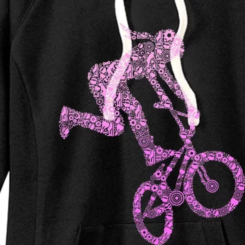 Bmx Rider Girl Bike Bicycle Stunt Racing Women's Fleece Hoodie