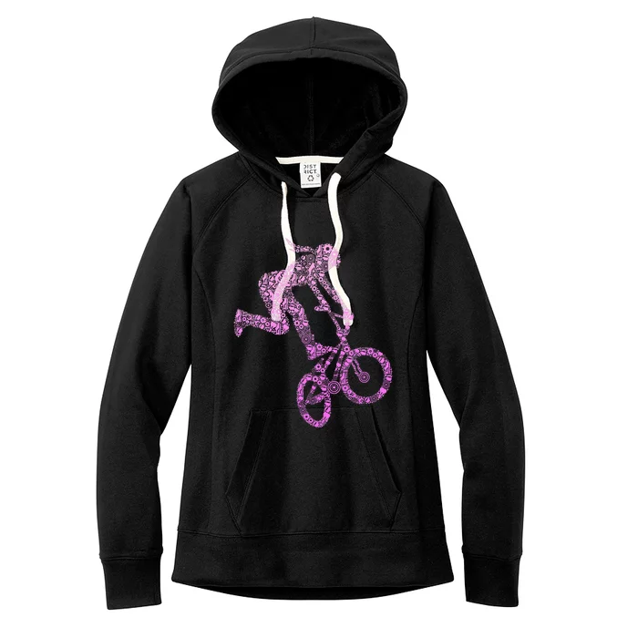 Bmx Rider Girl Bike Bicycle Stunt Racing Women's Fleece Hoodie