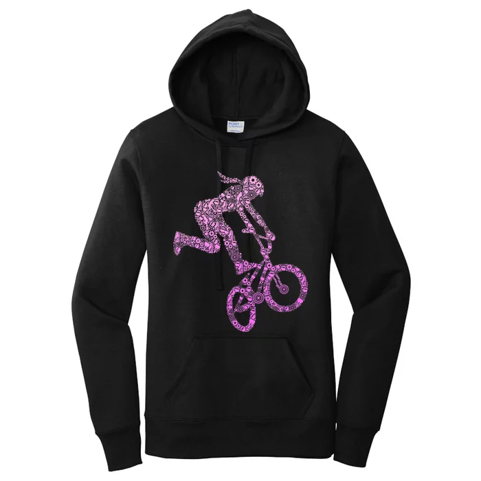 Bmx Rider Girl Bike Bicycle Stunt Racing Women's Pullover Hoodie