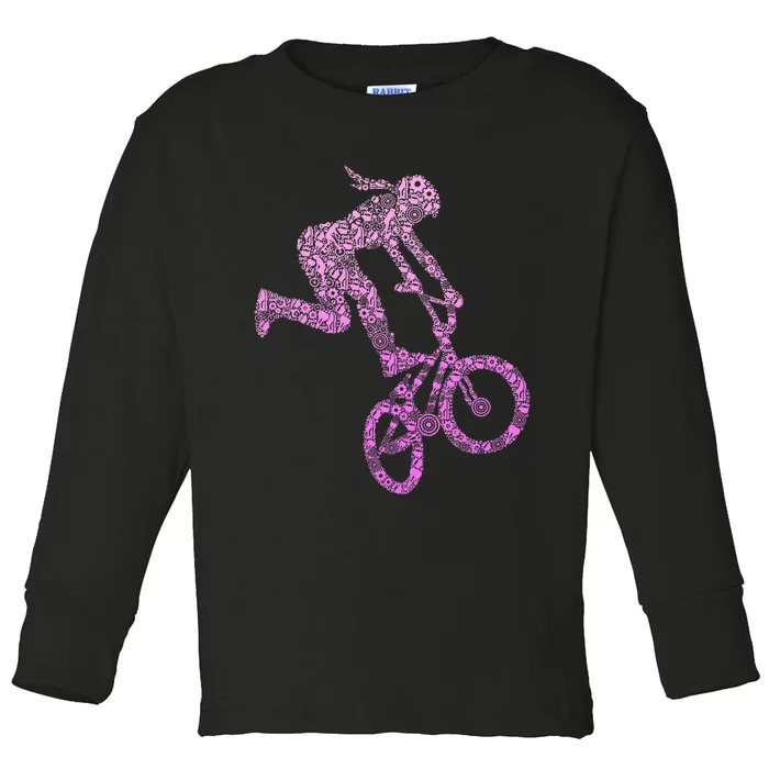 Bmx Rider Girl Bike Bicycle Stunt Racing Toddler Long Sleeve Shirt