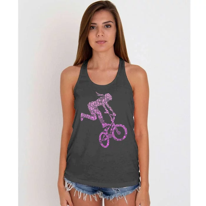 Bmx Rider Girl Bike Bicycle Stunt Racing Women's Knotted Racerback Tank