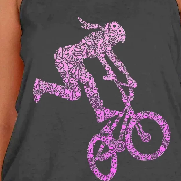 Bmx Rider Girl Bike Bicycle Stunt Racing Women's Knotted Racerback Tank