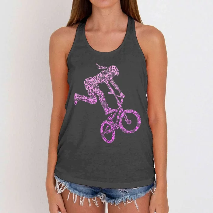 Bmx Rider Girl Bike Bicycle Stunt Racing Women's Knotted Racerback Tank