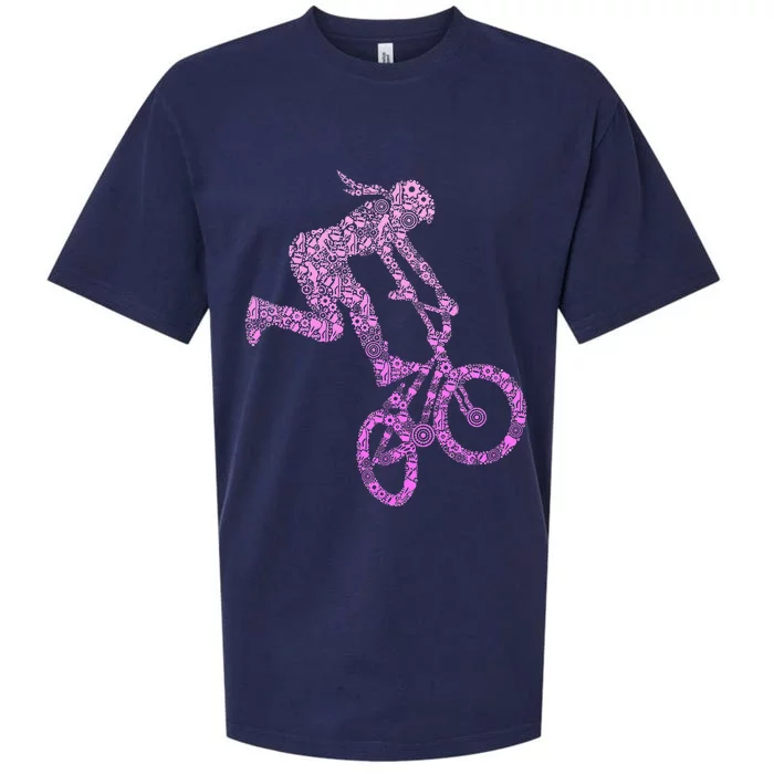 Bmx Rider Girl Bike Bicycle Stunt Racing Sueded Cloud Jersey T-Shirt