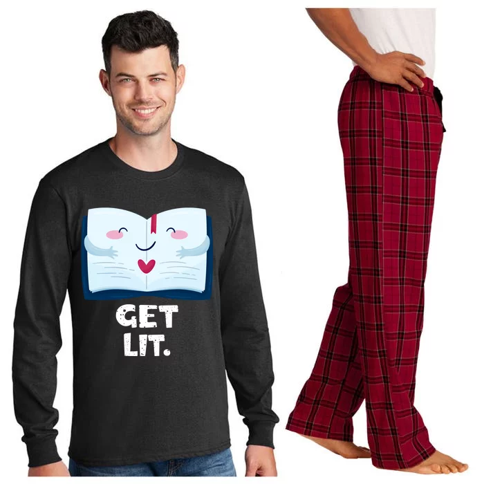 Book Readers Gift Get Lit Reading Books Funny Book Gift Long Sleeve Pajama Set