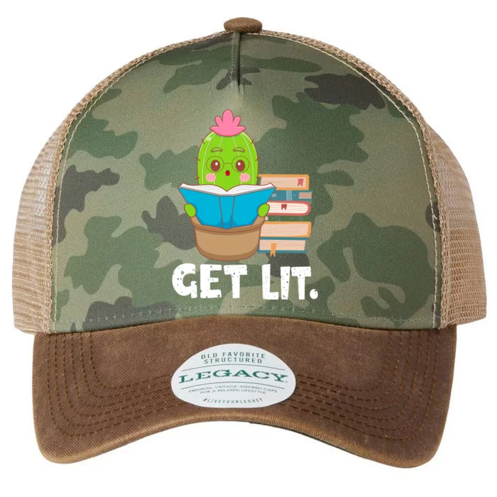 Book Readers Gift Get Lit Reading Books Funny Cactus Cool Gift Legacy Tie Dye Trucker Hat