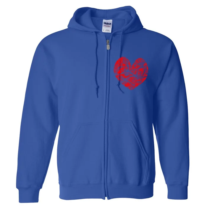 Big Red Heart Smoke Distressed Valentines Day Gift Full Zip Hoodie