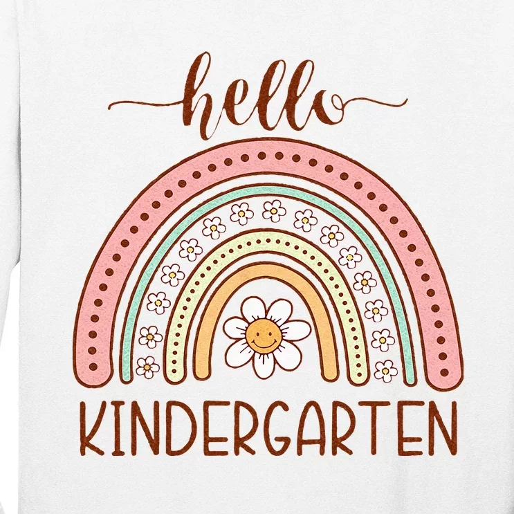 Boho Rainbow Hello Kindergarten First Day Of School Teacher Long Sleeve Shirt