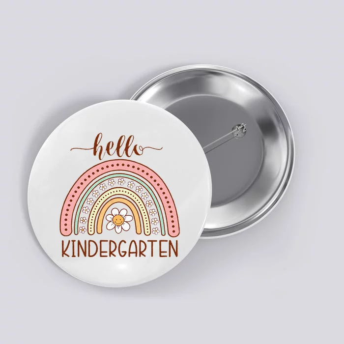 Boho Rainbow Hello Kindergarten First Day Of School Teacher Button