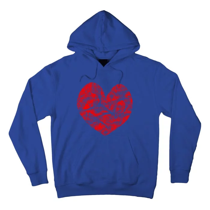 Big Red Heart Smoke Distressed Valentines Day Gift Tall Hoodie