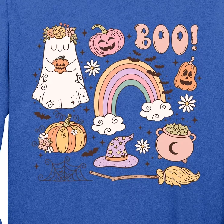 Boo Retro Halloween Ghost Design Gift Long Sleeve Shirt