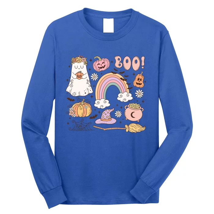 Boo Retro Halloween Ghost Design Gift Long Sleeve Shirt