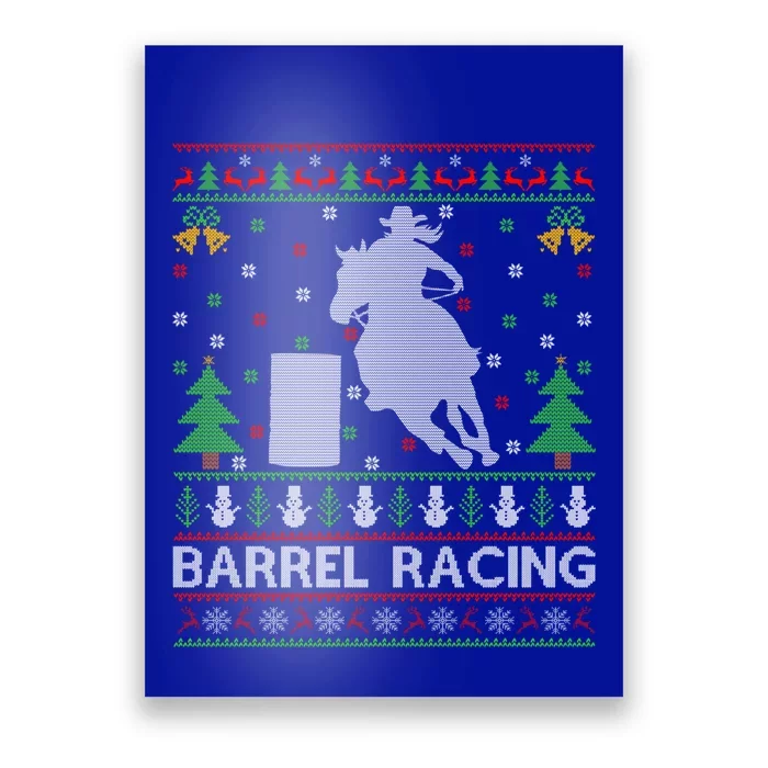 Barrel Racing Horse Sports Xmas Ugly Barrel Racing Christmas Gift Poster