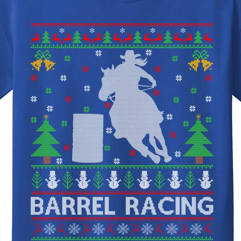 Barrel Racing Horse Sports Xmas Ugly Barrel Racing Christmas Gift Kids T-Shirt