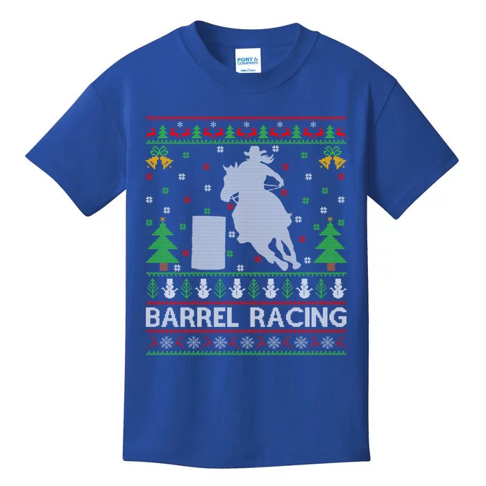 Barrel Racing Horse Sports Xmas Ugly Barrel Racing Christmas Gift Kids T-Shirt