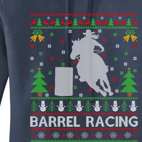 Barrel Racing Horse Sports Xmas Ugly Barrel Racing Christmas Gift Women's Pullover Hoodie