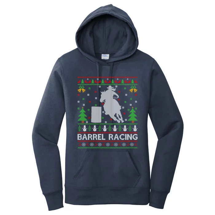 Barrel Racing Horse Sports Xmas Ugly Barrel Racing Christmas Gift Women's Pullover Hoodie