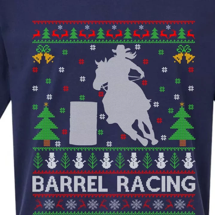 Barrel Racing Horse Sports Xmas Ugly Barrel Racing Christmas Gift Sueded Cloud Jersey T-Shirt