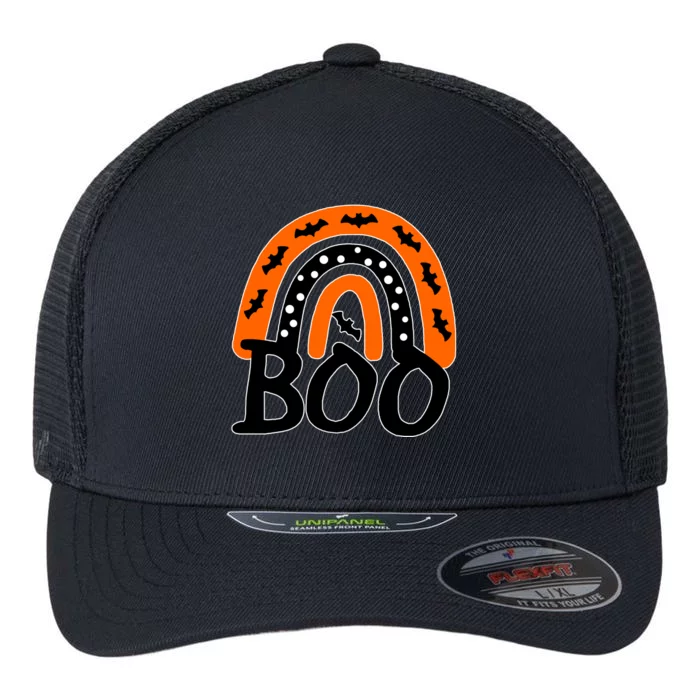 BOO Retro Halloween Rainbow Flexfit Unipanel Trucker Cap