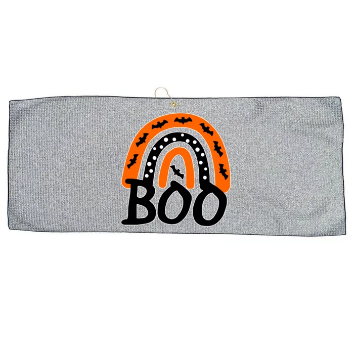 BOO Retro Halloween Rainbow Large Microfiber Waffle Golf Towel