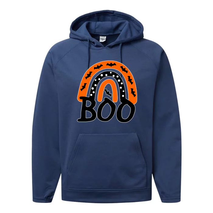 BOO Retro Halloween Rainbow Performance Fleece Hoodie