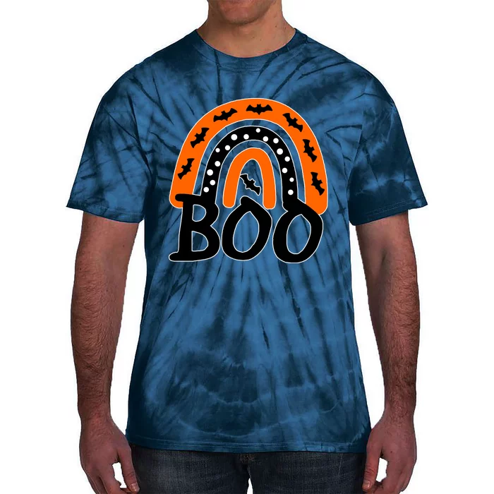 BOO Retro Halloween Rainbow Tie-Dye T-Shirt