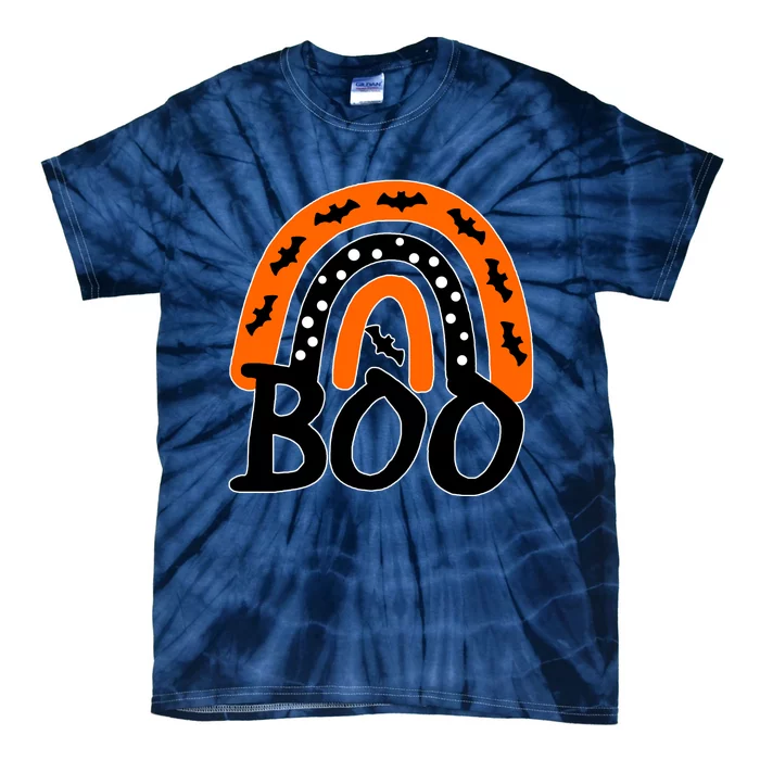 BOO Retro Halloween Rainbow Tie-Dye T-Shirt