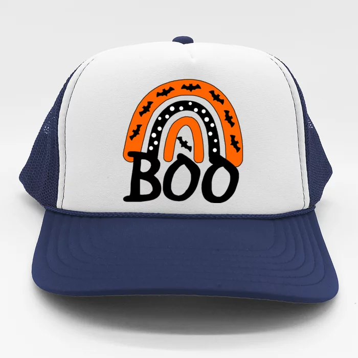 BOO Retro Halloween Rainbow Trucker Hat