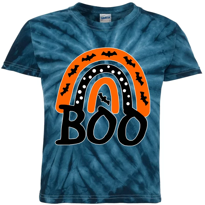 BOO Retro Halloween Rainbow Kids Tie-Dye T-Shirt