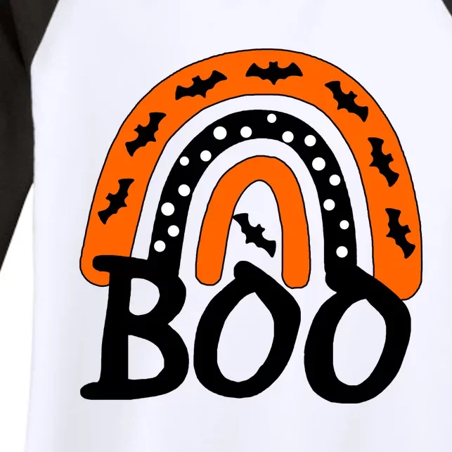 BOO Retro Halloween Rainbow Women's Tri-Blend 3/4-Sleeve Raglan Shirt