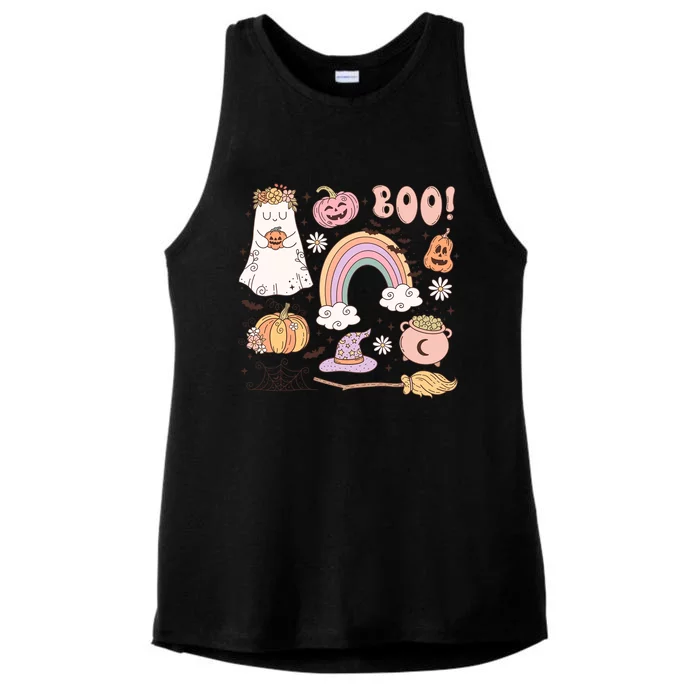 Boo Retro Halloween Ghost Design Gift Ladies Tri-Blend Wicking Tank