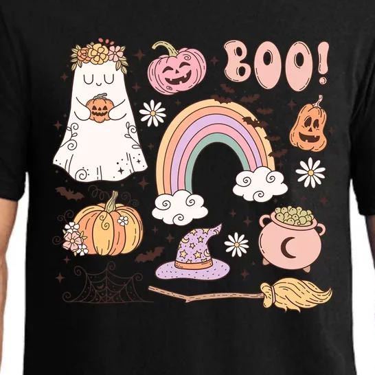 Boo Retro Halloween Ghost Design Gift Pajama Set