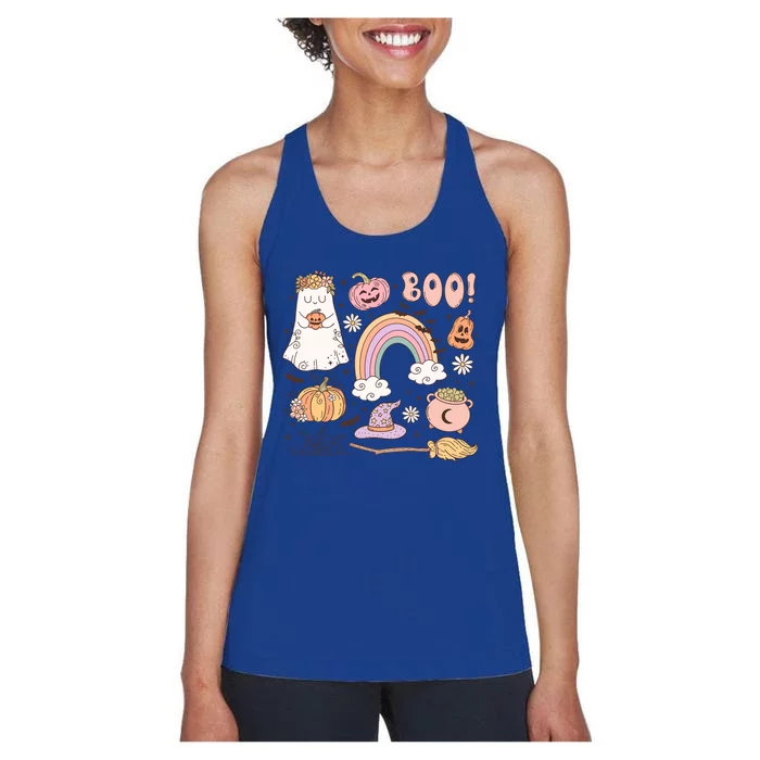 Boo Retro Halloween Ghost Design Gift Women's Racerback Tank