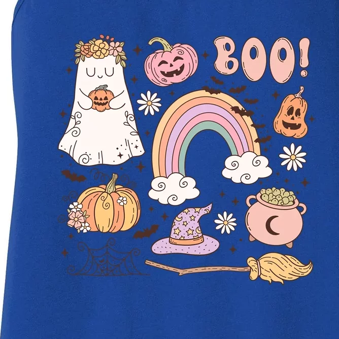 Boo Retro Halloween Ghost Design Gift Women's Racerback Tank