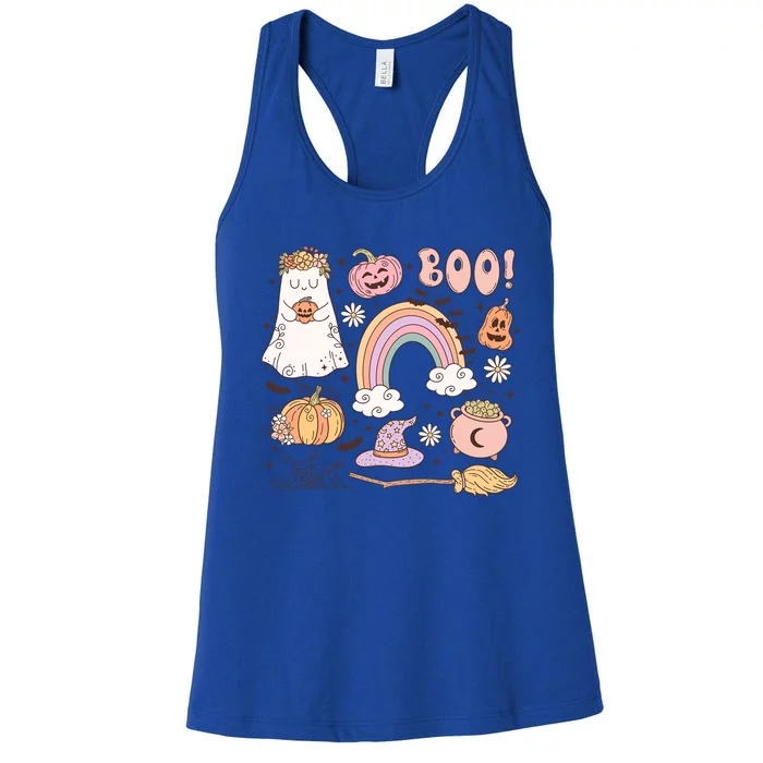 Boo Retro Halloween Ghost Design Gift Women's Racerback Tank