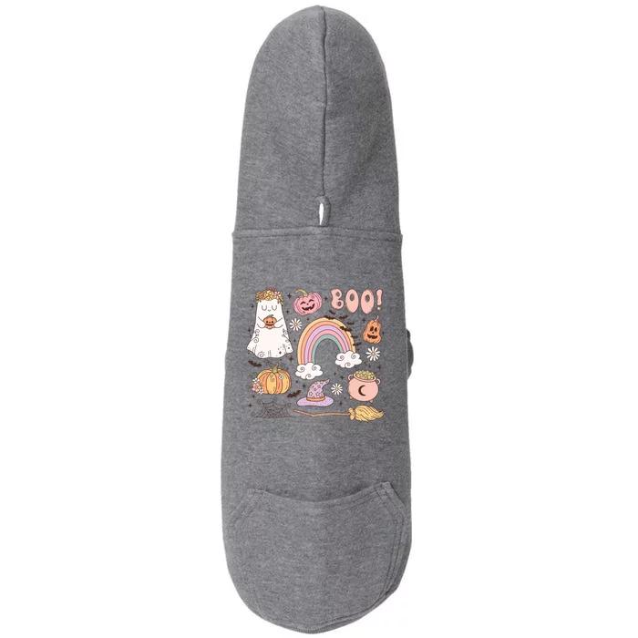 Boo Retro Halloween Ghost Design Gift Doggie 3-End Fleece Hoodie