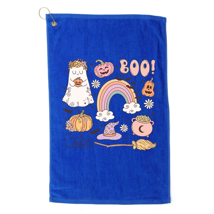 Boo Retro Halloween Ghost Design Gift Platinum Collection Golf Towel