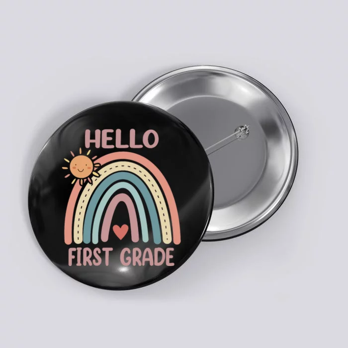 Boho Rainbow Heart For Teachers Wo Hello First Grade Button